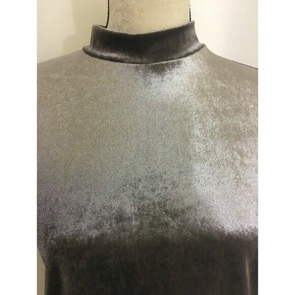 Zara Womens Solid Mauve Purple Velvet Short Sleeve Turtleneck Sweater Top Medium - Picture 2 of 6